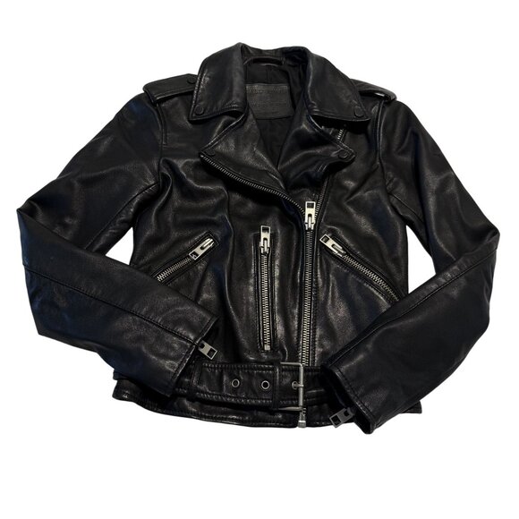 AllSaints Jackets & Blazers - AllSaints Balfern Black Butter-Soft Leather Moto Biker Jacket Women's 0